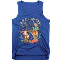 Cow Christmas Western Rockin Around The Christmas Tree Gift Tank Top