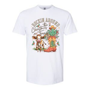 Cow Christmas Western Rockin Around The Christmas Tree Gift Softstyle CVC T-Shirt