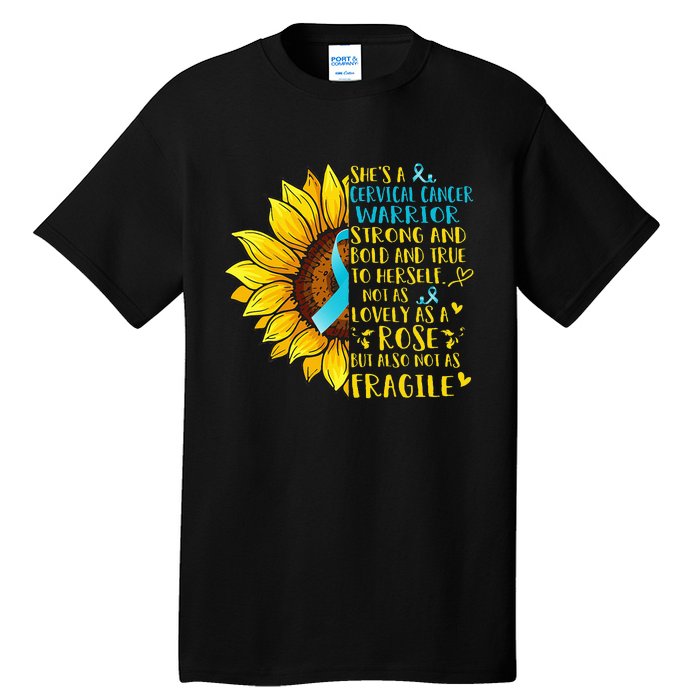 Cervical Cancer Warrior Sunflower Support Cervical Cancer Tall T-Shirt