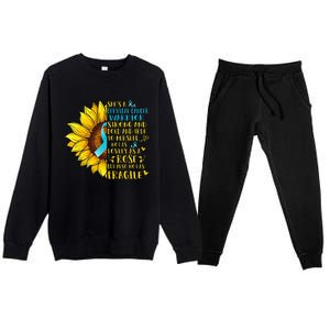 Cervical Cancer Warrior Sunflower Support Cervical Cancer Premium Crewneck Sweatsuit Set