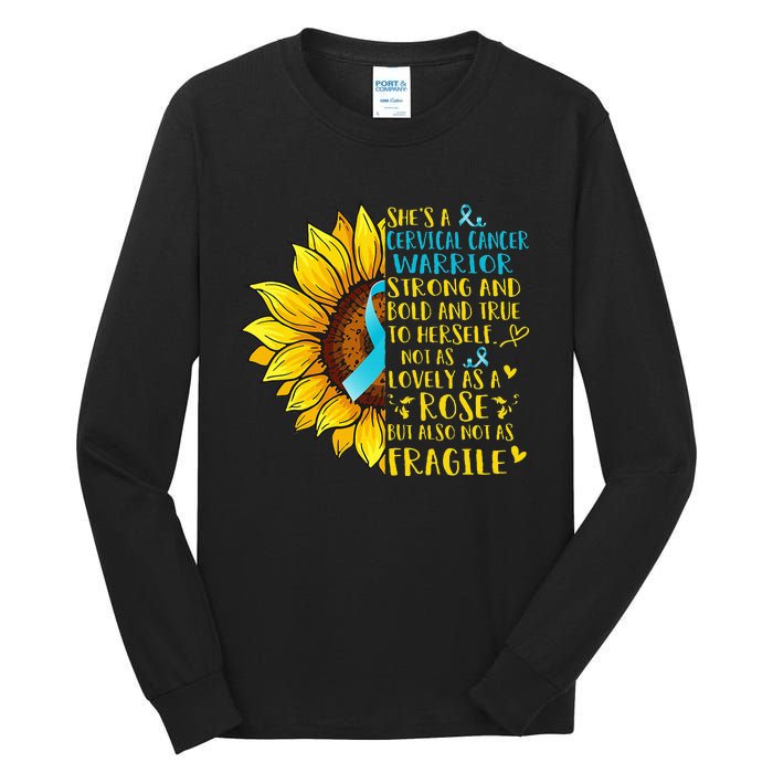 Cervical Cancer Warrior Sunflower Support Cervical Cancer Tall Long Sleeve T-Shirt