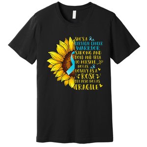 Cervical Cancer Warrior Sunflower Support Cervical Cancer Premium T-Shirt