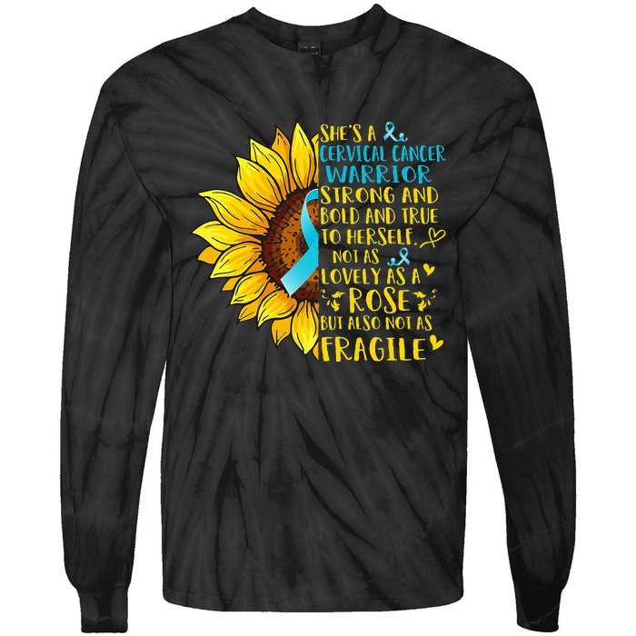 Cervical Cancer Warrior Sunflower Support Cervical Cancer Tie-Dye Long Sleeve Shirt