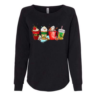 Coffee Cups Winter Snowman Cute Christmas Squad Funny Xmas Womens California Wash Sweatshirt