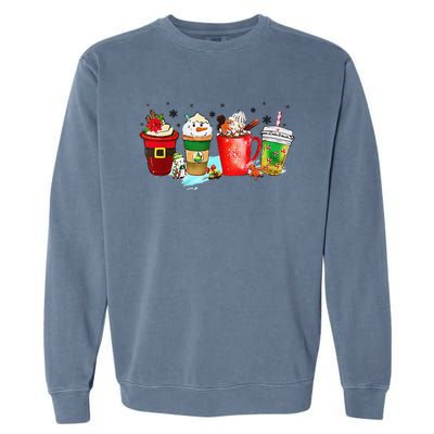 Coffee Cups Winter Snowman Cute Christmas Squad Funny Xmas Garment-Dyed Sweatshirt