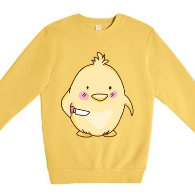 Cute Chick With Knife Gift Premium Crewneck Sweatshirt