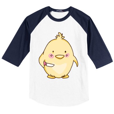 Cute Chick With Knife Gift Baseball Sleeve Shirt