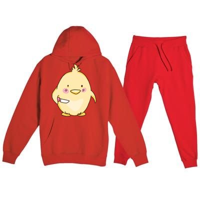 Cute Chick With Knife Gift Premium Hooded Sweatsuit Set