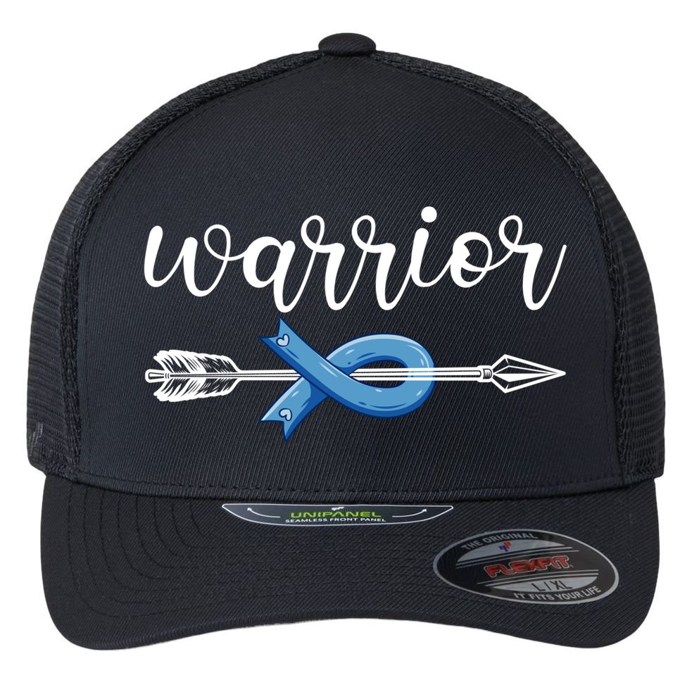 Colon Cancer Warrior Colon Cancer Awareness Meaningful Gift Flexfit Unipanel Trucker Cap