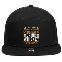 Cuban Cigar Whiskey Scotch Drinker 7 Panel Mesh Trucker Snapback Hat