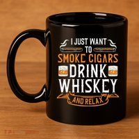 Cuban Cigar Whiskey Scotch Drinker 11oz C Handle Ceramic Mug