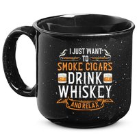 Cuban Cigar Whiskey Scotch Drinker 15oz Campfire Ceramic Mug