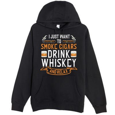 Cuban Cigar Whiskey Scotch Drinker Premium Pullover Hoodie