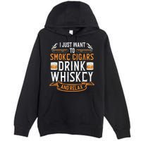 Cuban Cigar Whiskey Scotch Drinker Premium Pullover Hoodie