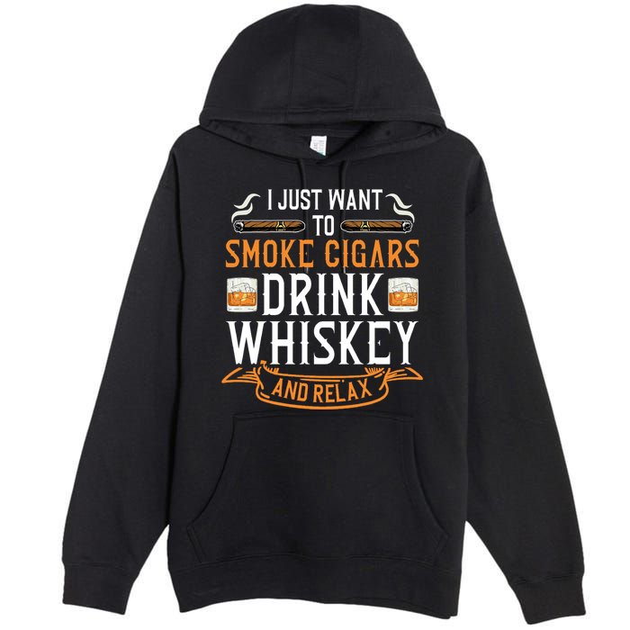 Cuban Cigar Whiskey Scotch Drinker Premium Pullover Hoodie