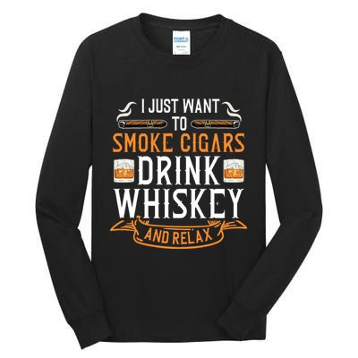Cuban Cigar Whiskey Scotch Drinker Tall Long Sleeve T-Shirt