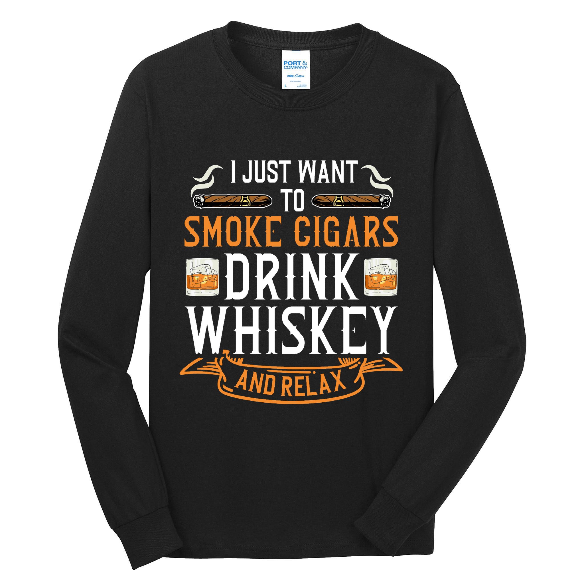 Cuban Cigar Whiskey Scotch Drinker Tall Long Sleeve T-Shirt