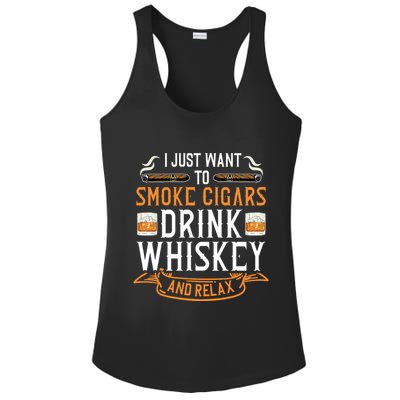 Cuban Cigar Whiskey Scotch Drinker Ladies PosiCharge Competitor Racerback Tank