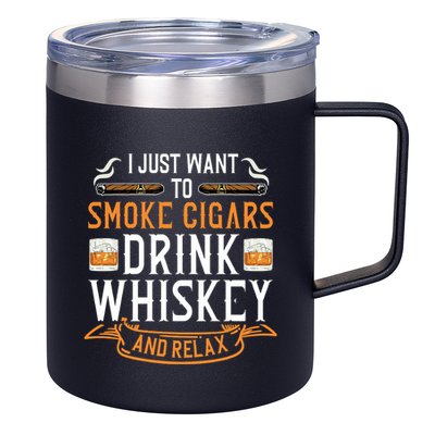 Cuban Cigar Whiskey Scotch Drinker 12oz Stainless Steel Coffee Mug