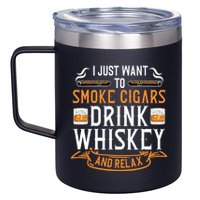 Cuban Cigar Whiskey Scotch Drinker 12oz Stainless Steel Coffee Mug