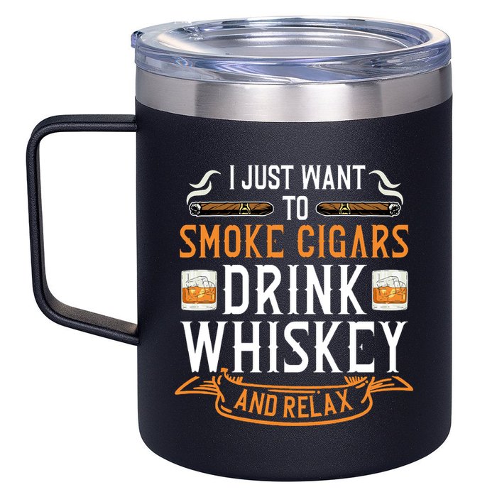 Cuban Cigar Whiskey Scotch Drinker 12oz Stainless Steel Coffee Mug
