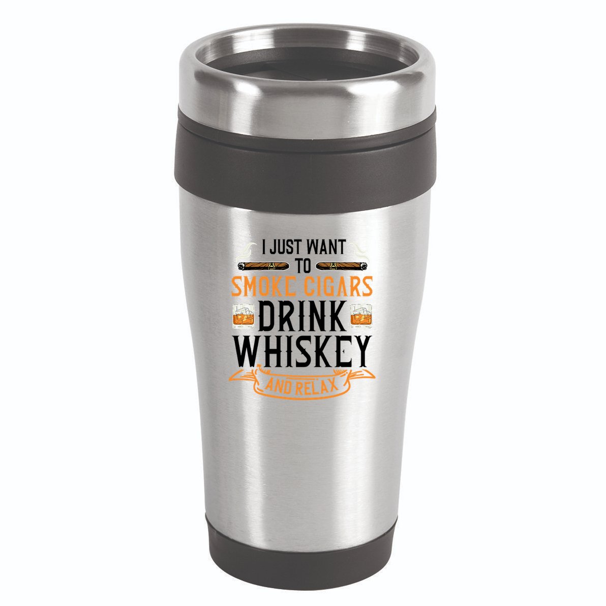 Cuban Cigar Whiskey Scotch Drinker 16oz Travel Tumbler