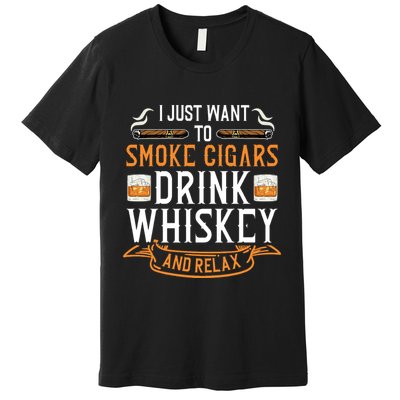 Cuban Cigar Whiskey Scotch Drinker Premium T-Shirt