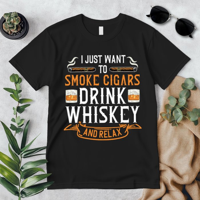 Cuban Cigar Whiskey Scotch Drinker Premium T-Shirt