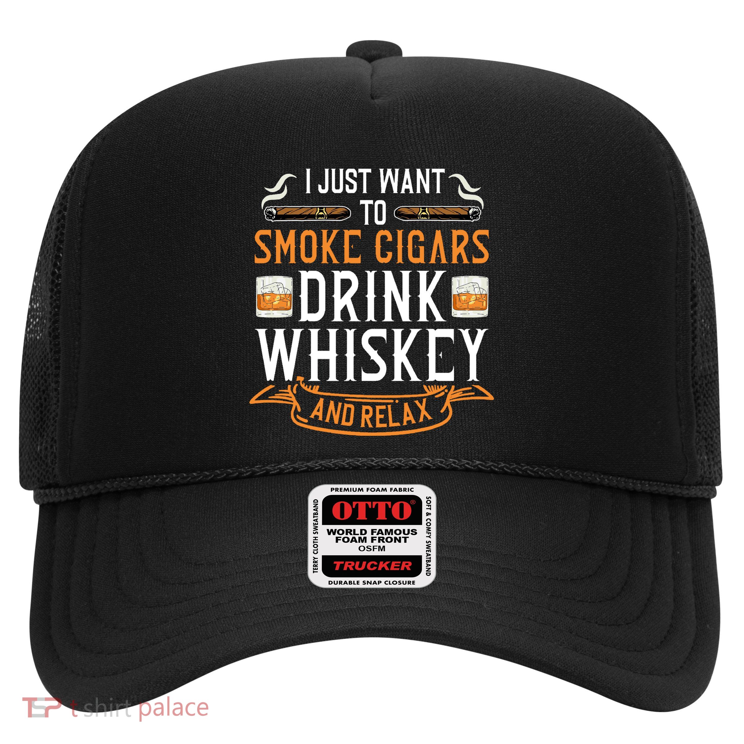 Cuban Cigar Whiskey Scotch Drinker Trucker Hat