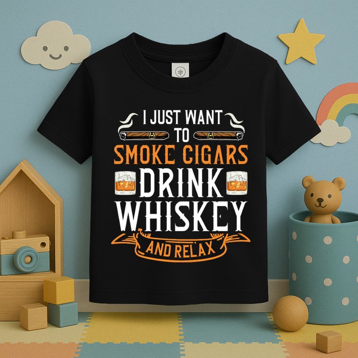 Cuban Cigar Whiskey Scotch Drinker Toddler T-Shirt