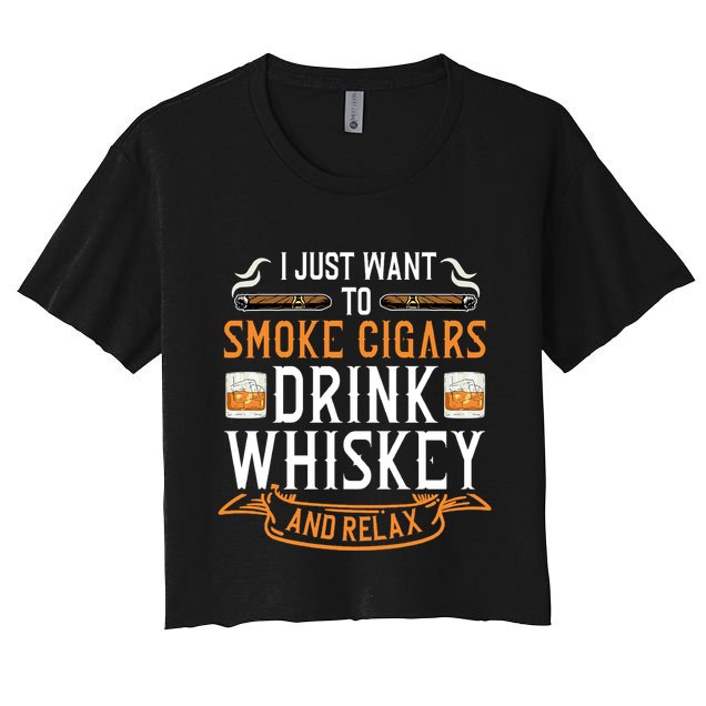 Cuban Cigar Whiskey Scotch Drinker Crop Top