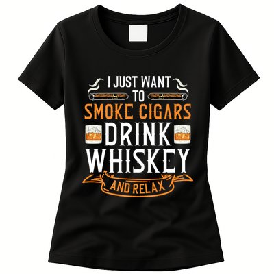 Cuban Cigar Whiskey Scotch Drinker Womens T-Shirt