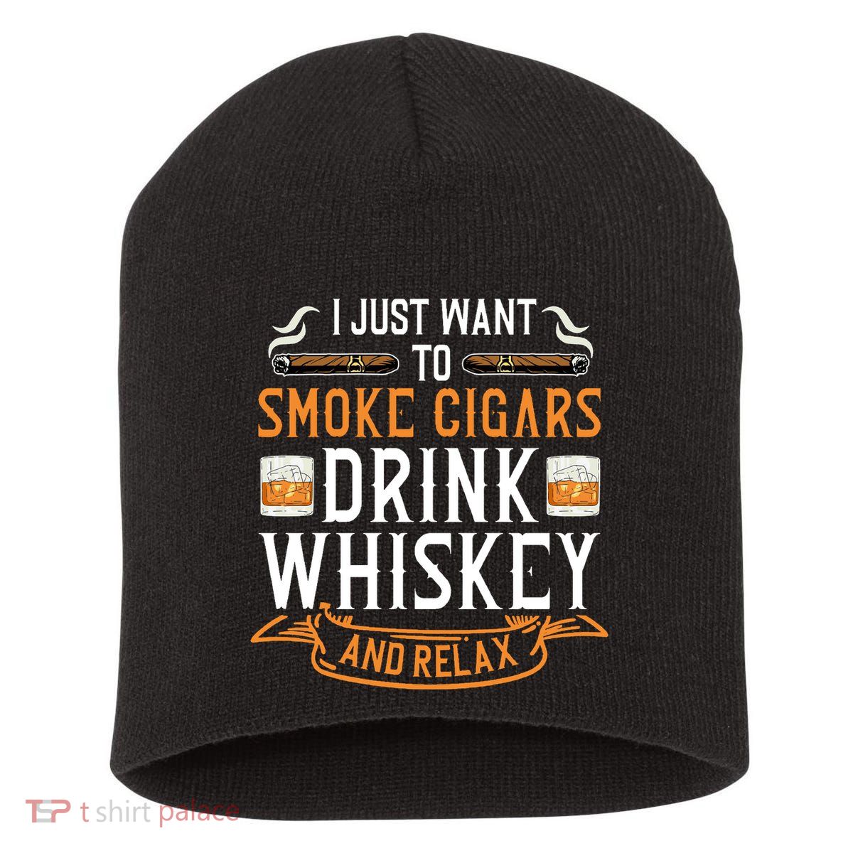 Cuban Cigar Whiskey Scotch Drinker Short Acrylic Beanie