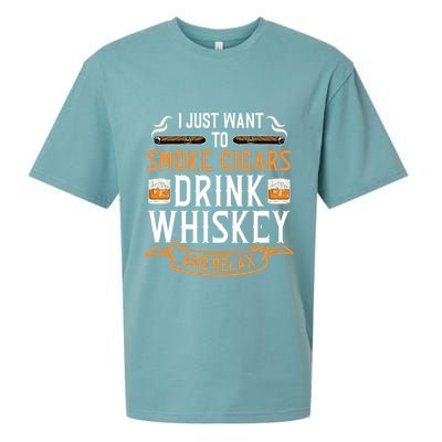 Cuban Cigar Whiskey Scotch Drinker Sueded Cloud Jersey T-Shirt