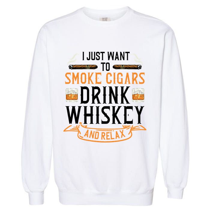 Cuban Cigar Whiskey Scotch Drinker Garment-Dyed Sweatshirt