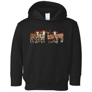 Christmas Cow Western Xmas Lights Holiday Pajamas Cow Lover Toddler Hoodie