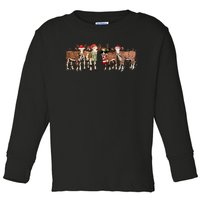 Christmas Cow Western Xmas Lights Holiday Pajamas Cow Lover Toddler Long Sleeve Shirt