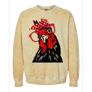 cute  Chicken With Bandana Headband and Glasses Colorblast Crewneck Sweatshirt