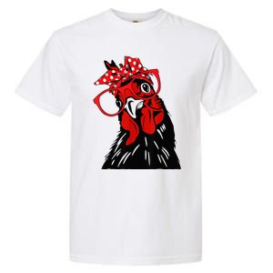 cute  Chicken With Bandana Headband and Glasses Garment-Dyed Heavyweight T-Shirt