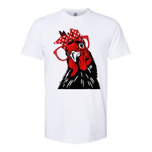 cute  Chicken With Bandana Headband and Glasses Softstyle CVC T-Shirt