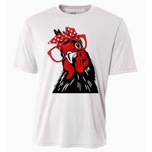 cute  Chicken With Bandana Headband and Glasses Cooling Performance Crew T-Shirt