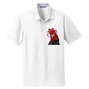 cute  Chicken With Bandana Headband and Glasses Dry Zone Grid Polo