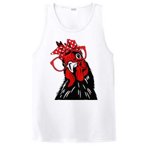 cute  Chicken With Bandana Headband and Glasses PosiCharge Competitor Tank