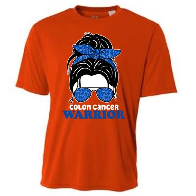 Colon Cancer Warrior Hair Bun Awareness Cooling Performance Crew T-Shirt