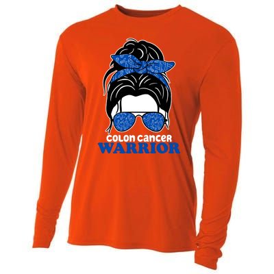 Colon Cancer Warrior Hair Bun Awareness Cooling Performance Long Sleeve Crew