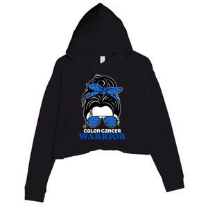 Colon Cancer Warrior Hair Bun Awareness Crop Fleece Hoodie