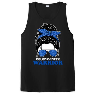 Colon Cancer Warrior Hair Bun Awareness PosiCharge Competitor Tank