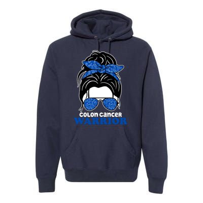 Colon Cancer Warrior Hair Bun Awareness Premium Hoodie