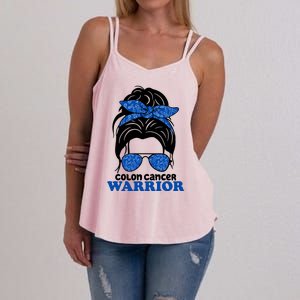 Colon Cancer Warrior Hair Bun Awareness Women's Strappy Tank