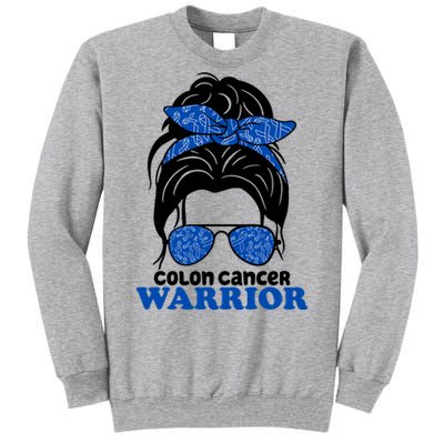 Colon Cancer Warrior Hair Bun Awareness Sweatshirt